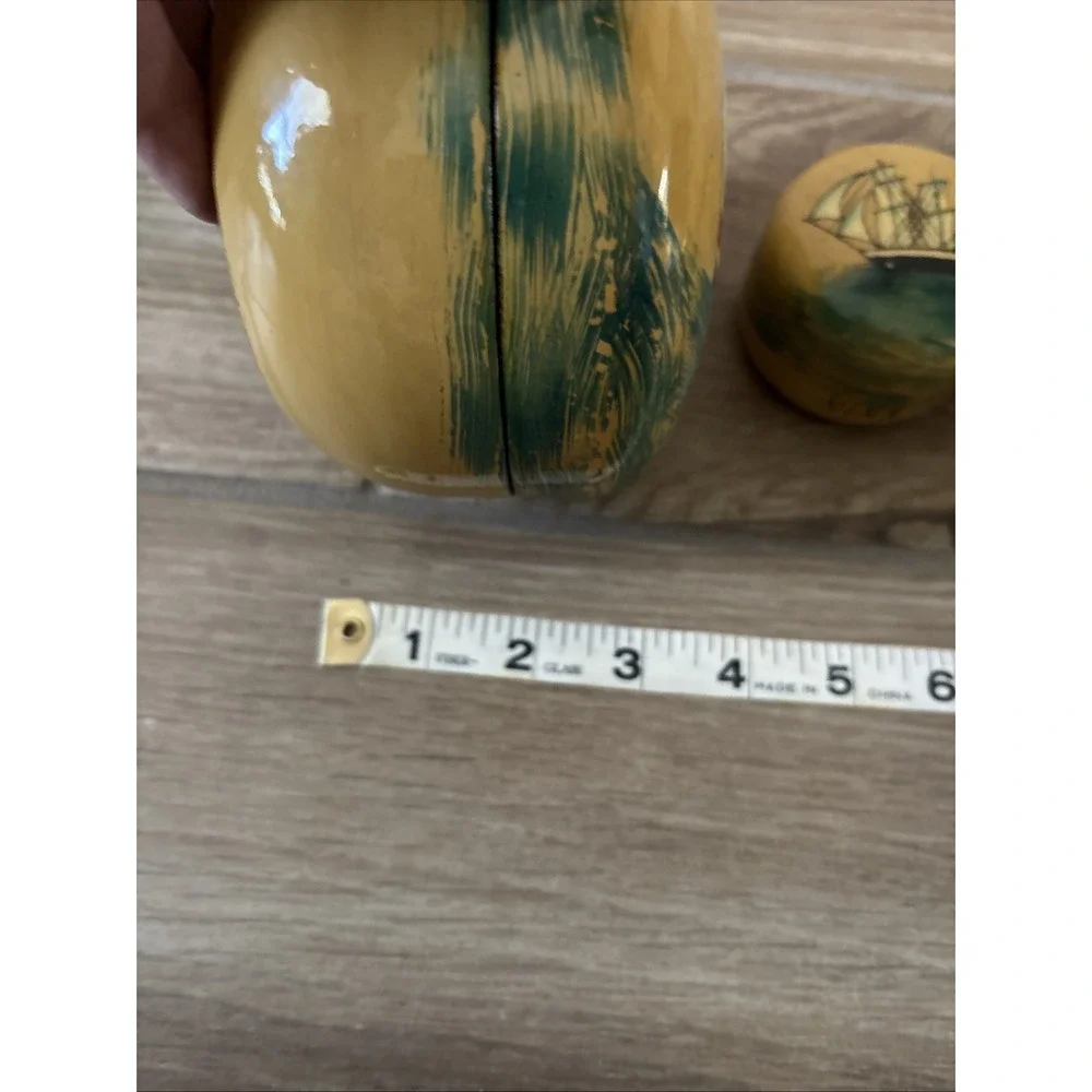Vtg Lacquer Handpainted 3 Nesting Boxes Santa Maria, Pinta & Nina 1992